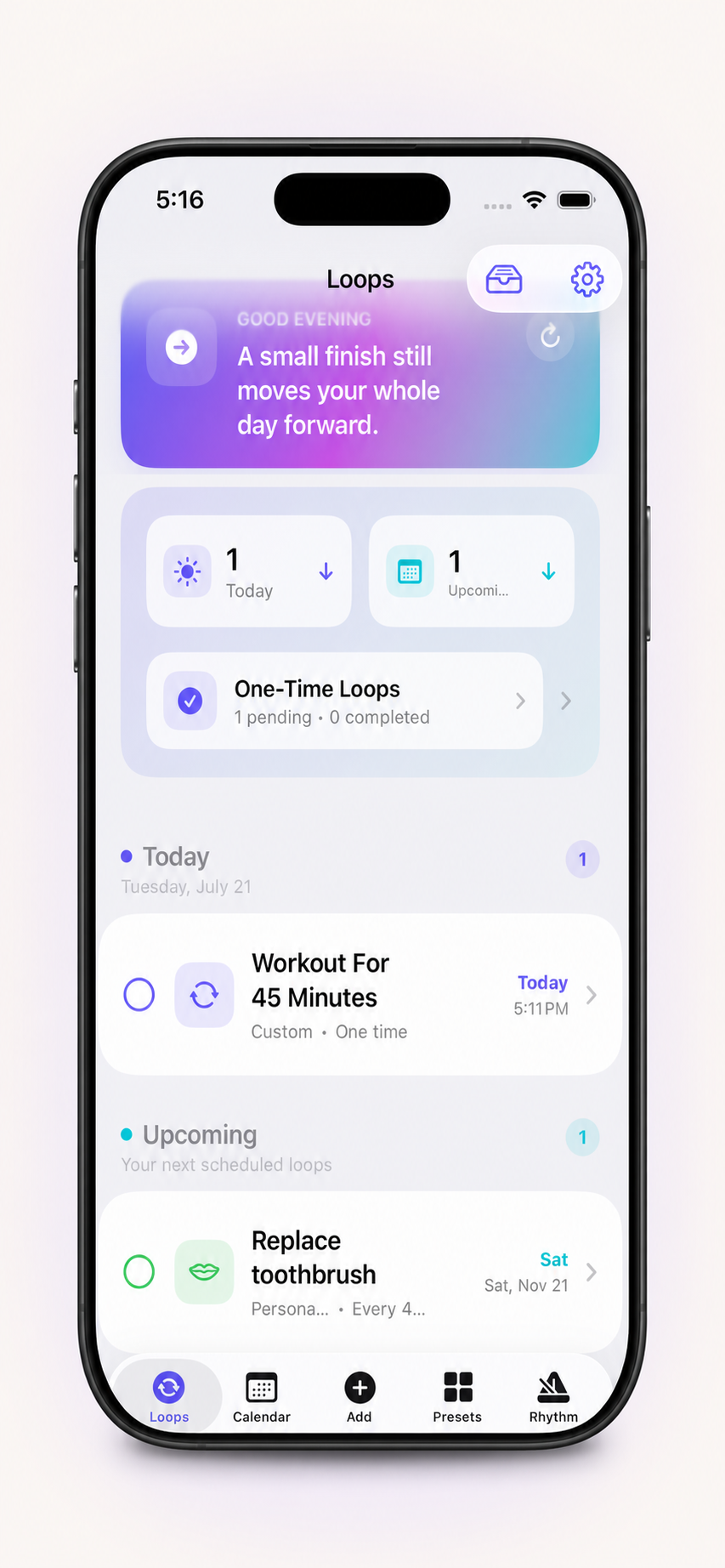RhythmKeep Loops dashboard